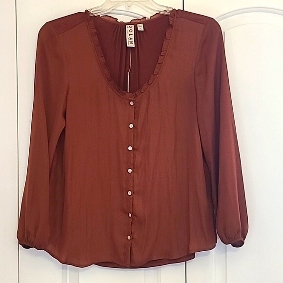 Anthropologie Dolan Left Coast Marilyn Button Ruffle Blouse Size M - Picture 2 of 9